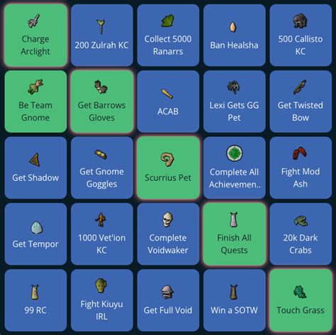 osrs bingo boards|A tool to generate custom bingo boards for OldSchool Runescape..